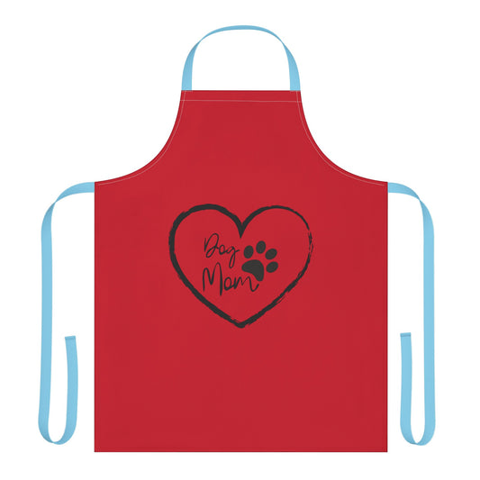 Dog Mom Apron - Stylish Red Apron with 5-Color Straps for Pet Lovers