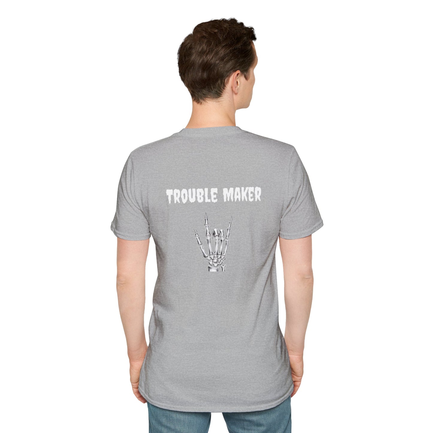 Trouble Maker Skeleton Hands Unisex Softstyle T-Shirt | Graphic Tee for Music Lovers, Gift for Concert Goers, Casual Wear, Halloween Top, [...]