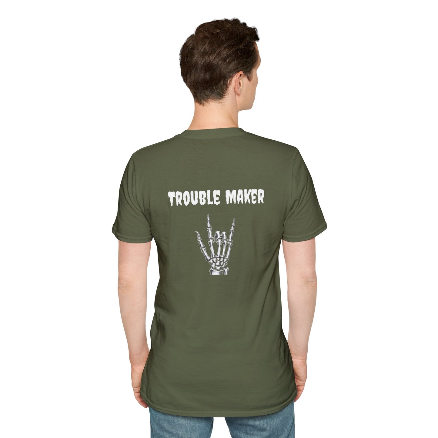 Trouble Maker Skeleton Hands Unisex Softstyle T-Shirt | Graphic Tee for Music Lovers, Gift for Concert Goers, Casual Wear, Halloween Top, [...]