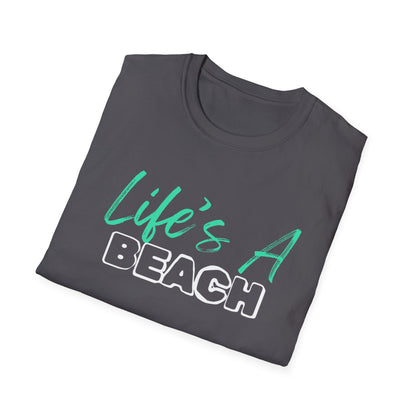 Life's A Beach Unisex Softstyle T-Shirt, Summer Vacation Tee, Beach Party Shirt, Casual Wear, Gift for Beach Lovers