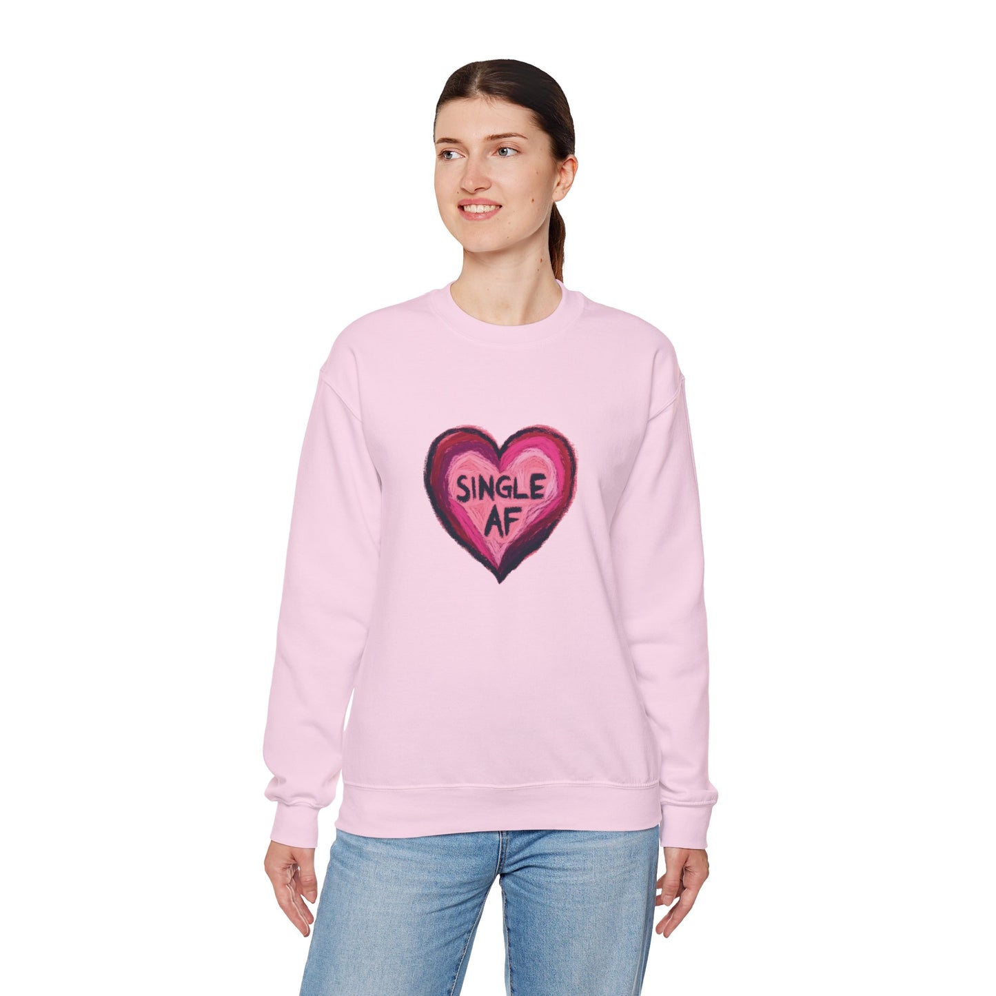 Single AF Heart Sweatshirt - Unisex Heavy Blend™ Crewneck