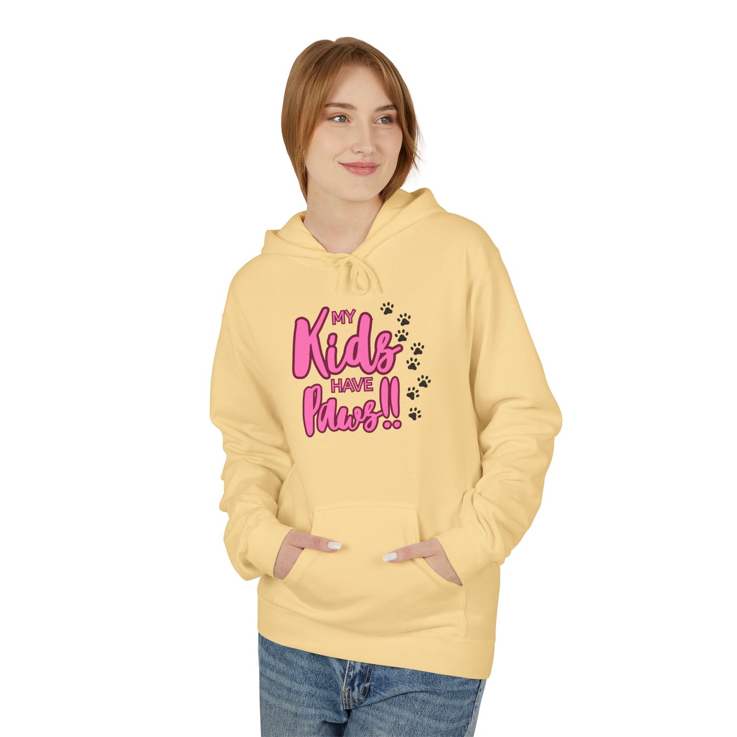 Unisex Midweight Softstyle Fleece Hoodie My Kids have Paws