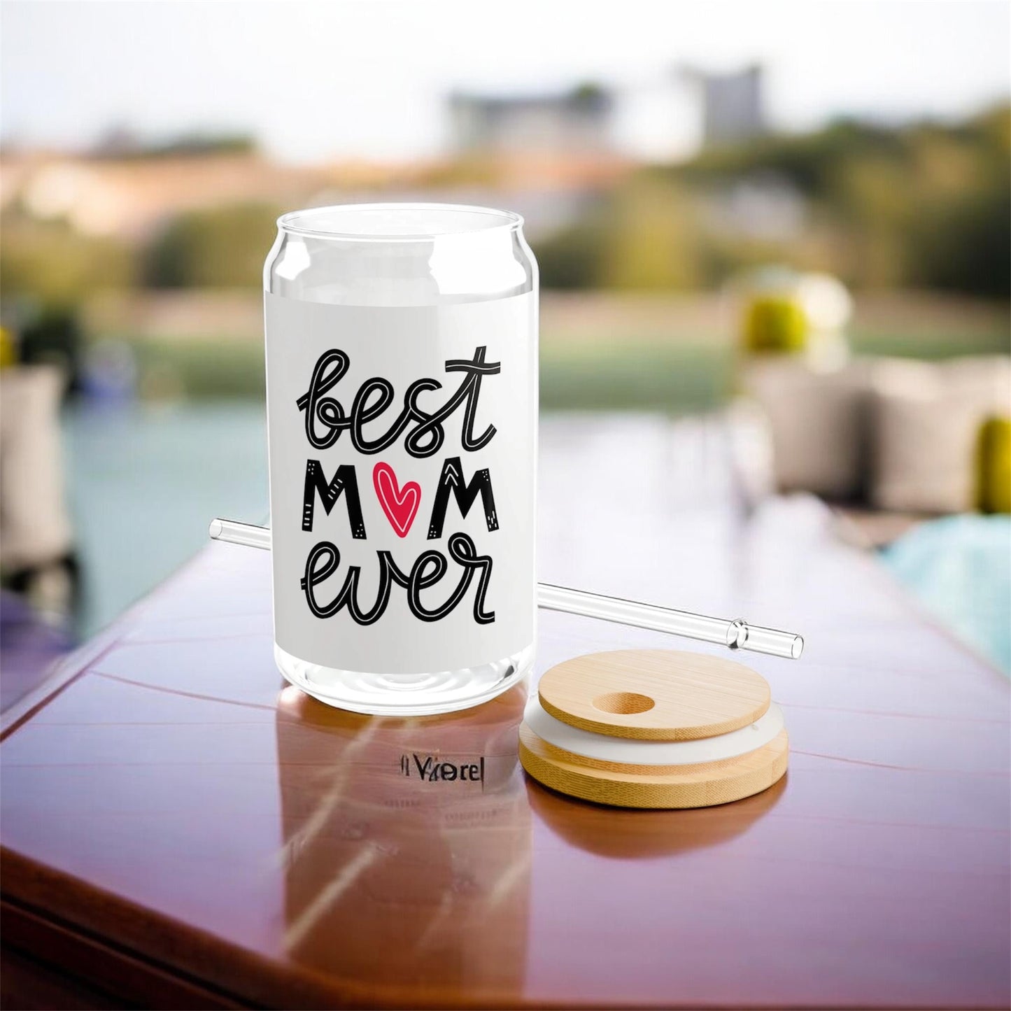 Best Mom Ever Sipper Glass, 16oz - Stylish and Eco-Friendly Drinkware for Moms