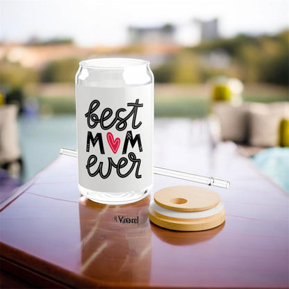 Best Mom Ever Sipper Glass, 16oz - Stylish and Eco-Friendly Drinkware for Moms